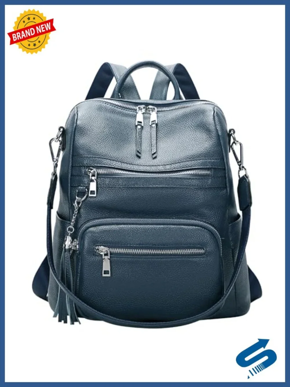 Genuine Leather Backpack for Women Large Capacity Shoulder Bag Fits iPad Laptop